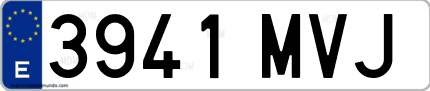 Ejemplo de matrícula de coche ordinaria 3941 MVJ