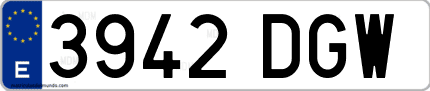 Ejemplo de matrícula de coche ordinaria 3942 DGW