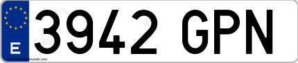 Ejemplo de matrícula de coche ordinaria 3942 GPN