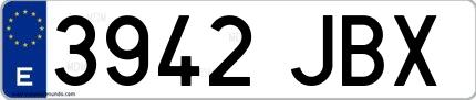 Ejemplo de matrícula española 3942 JBX
