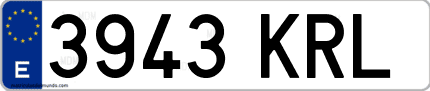 Ejemplo de matrícula de coche ordinaria 3943 KRL