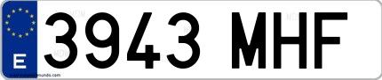Ejemplo de matrícula española 3943 MHF