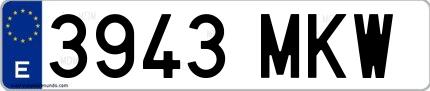 Ejemplo de matrícula española 3943 MKW