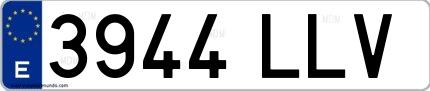 Ejemplo de matrícula española 3944 LLV