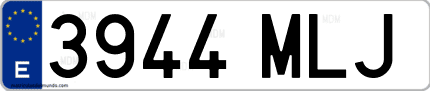 Ejemplo de matrícula de coche ordinaria 3944 MLJ