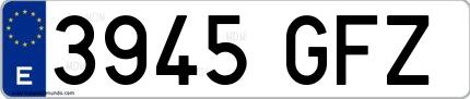 Ejemplo de matrícula española 3945 GFZ