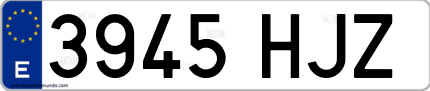Ejemplo de matrícula de coche ordinaria 3945 HJZ