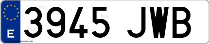 Ejemplo de matrícula de coche ordinaria 3945 JWB