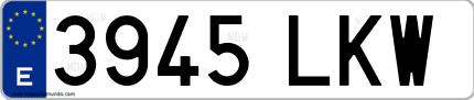 Ejemplo de matrícula de coche ordinaria 3945 LKW
