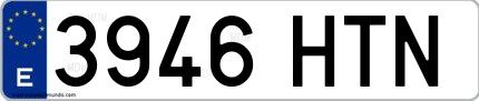Ejemplo de matrícula española 3946 HTN
