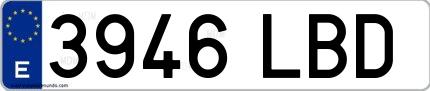 Ejemplo de matrícula española 3946 LBD