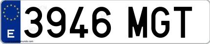 Ejemplo de matrícula española 3946 MGT