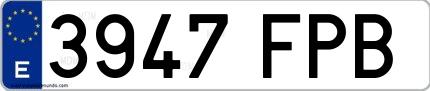 Ejemplo de matrícula española 3947 FPB