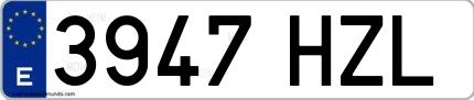 Ejemplo de matrícula española 3947 HZL