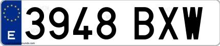 Ejemplo de matrícula española 3948 BXW