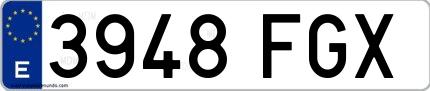 Ejemplo de matrícula española 3948 FGX