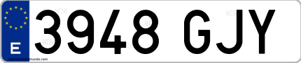 Ejemplo de matrícula de coche ordinaria 3948 GJY