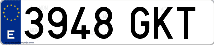 Ejemplo de matrícula de coche ordinaria 3948 GKT