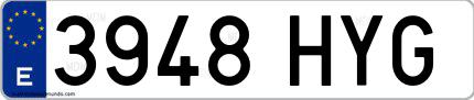 Ejemplo de matrícula española 3948 HYG