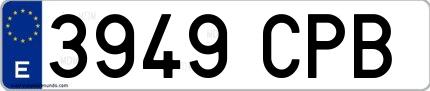 Ejemplo de matrícula española 3949 CPB