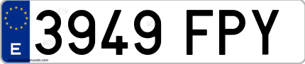 Ejemplo de matrícula de coche ordinaria 3949 FPY