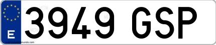 Ejemplo de matrícula española 3949 GSP