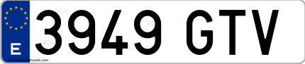 Ejemplo de matrícula de coche ordinaria 3949 GTV