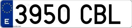 Ejemplo de matrícula española 3950 CBL