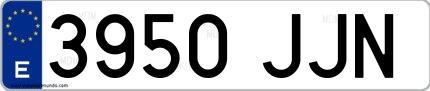 Ejemplo de matrícula española 3950 JJN