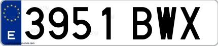 Ejemplo de matrícula española 3951 BWX