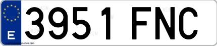 Ejemplo de matrícula española 3951 FNC