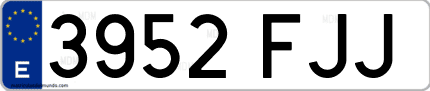 Ejemplo de matrícula de coche ordinaria 3952 FJJ