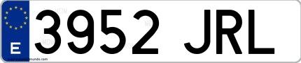 Ejemplo de matrícula española 3952 JRL