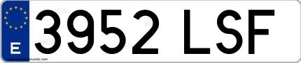 Ejemplo de matrícula española 3952 LSF