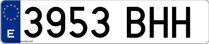 Ejemplo de matrícula española 3953 BHH