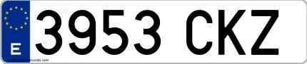Ejemplo de matrícula española 3953 CKZ