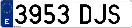 Ejemplo de matrícula española 3953 DJS
