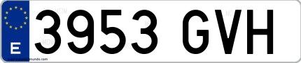 Ejemplo de matrícula española 3953 GVH