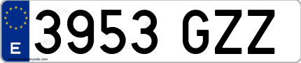 Ejemplo de matrícula de coche ordinaria 3953 GZZ