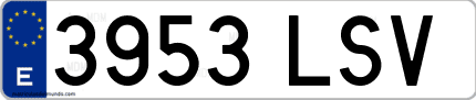 Ejemplo de matrícula de coche ordinaria 3953 LSV