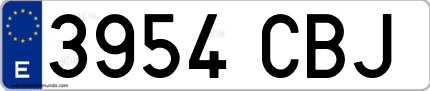Ejemplo de matrícula de coche ordinaria 3954 CBJ