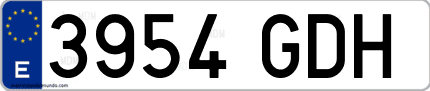 Ejemplo de matrícula de coche ordinaria 3954 GDH