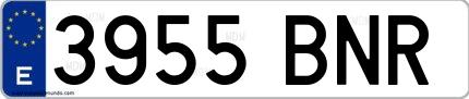 Ejemplo de matrícula española 3955 BNR