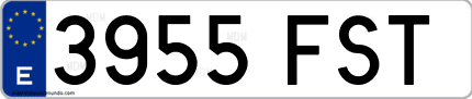 Ejemplo de matrícula de coche ordinaria 3955 FST