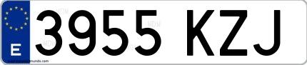 Ejemplo de matrícula española 3955 KZJ