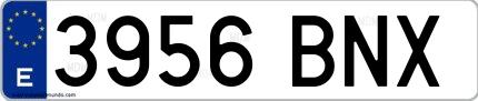 Ejemplo de matrícula española 3956 BNX