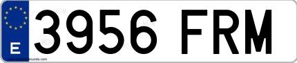 Ejemplo de matrícula española 3956 FRM