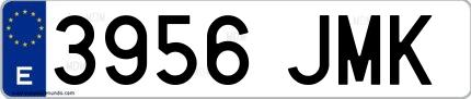 Ejemplo de matrícula española 3956 JMK