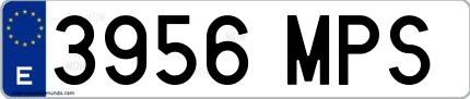 Ejemplo de matrícula española 3956 MPS