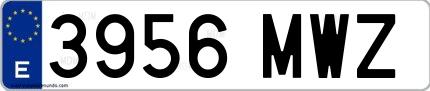 Ejemplo de matrícula española 3956 MWZ